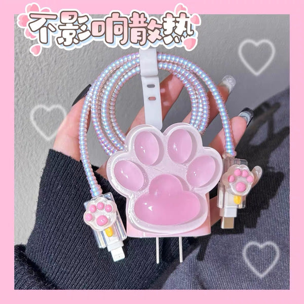 Cute Catpaw Charger Protector Set PN6801