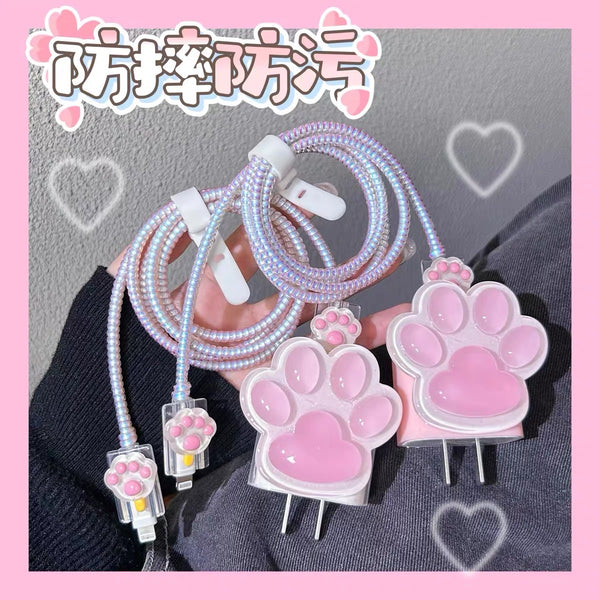 Cute Catpaw Charger Protector Set PN6801