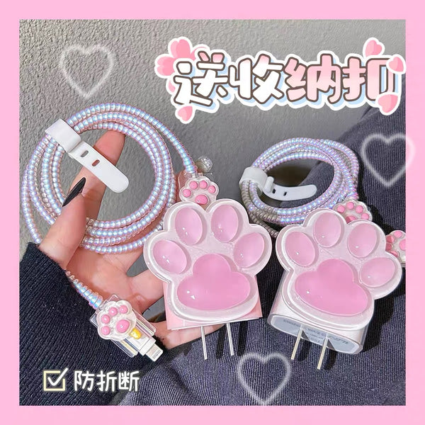 Cute Catpaw Charger Protector Set PN6801