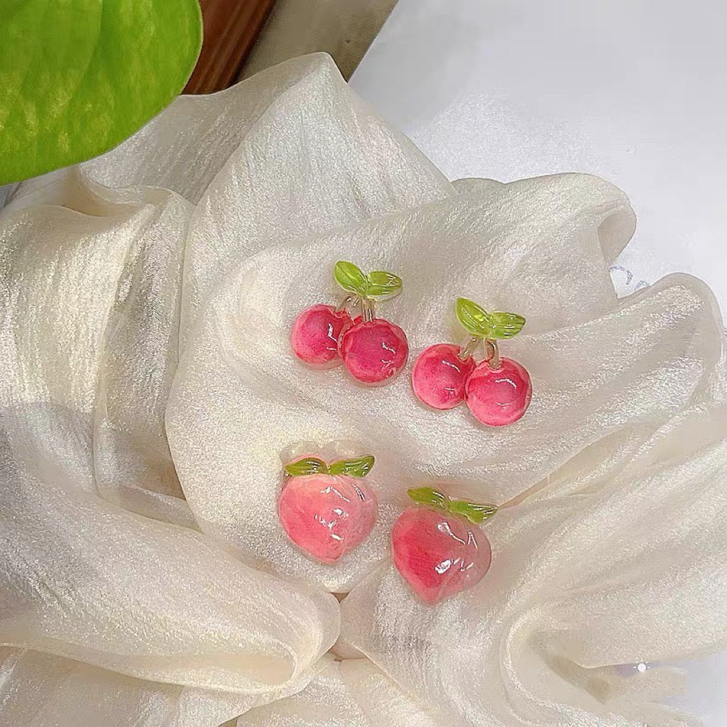 Cute Cherry And Peach Earrings/Clips PN6790