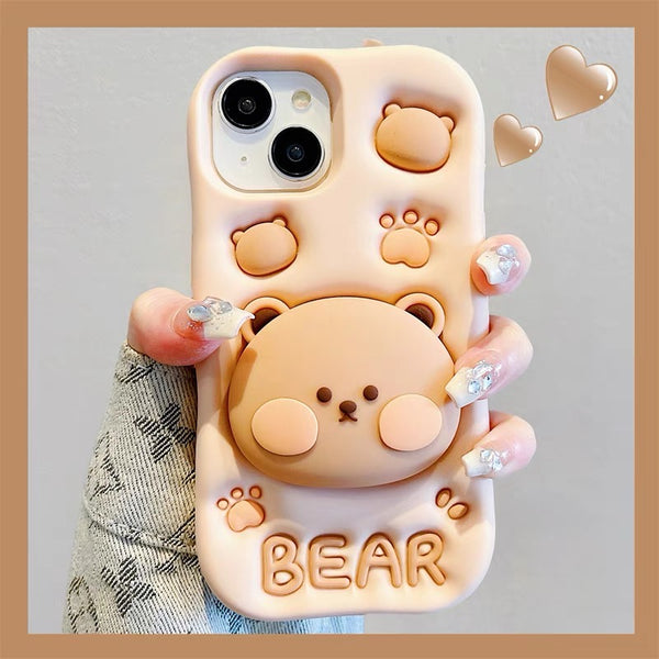 Kawaii Bear Phone Case for iPhone 11/11pro max/12/12pro max/13/13pro/13pro max/14/14pro/14pro max/15/15pro/15pro max PN6942