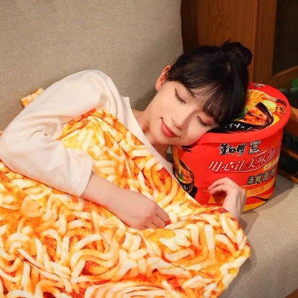 Cute Ramen Pillow And Blanket PN6926