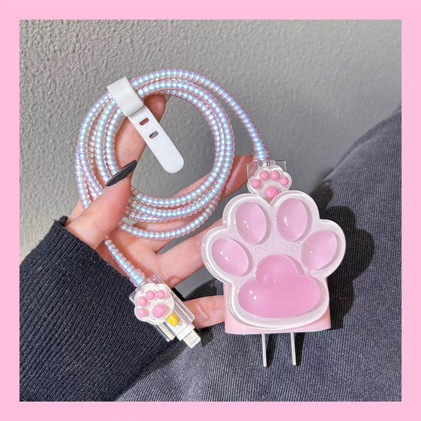 Cute Catpaw Charger Protector Set PN6801