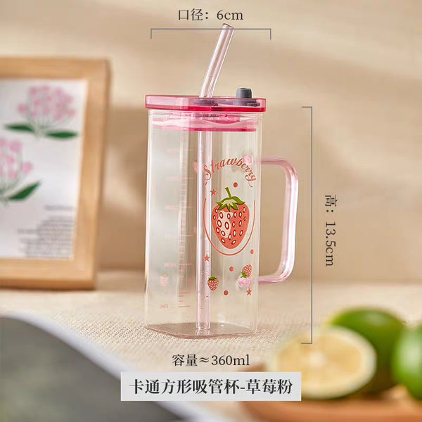 Cute Fruits Glass Water Cups PN6795