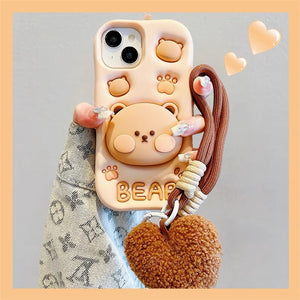 Kawaii Bear Phone Case for iPhone 11/11pro max/12/12pro max/13/13pro/13pro max/14/14pro/14pro max/15/15pro/15pro max PN6942