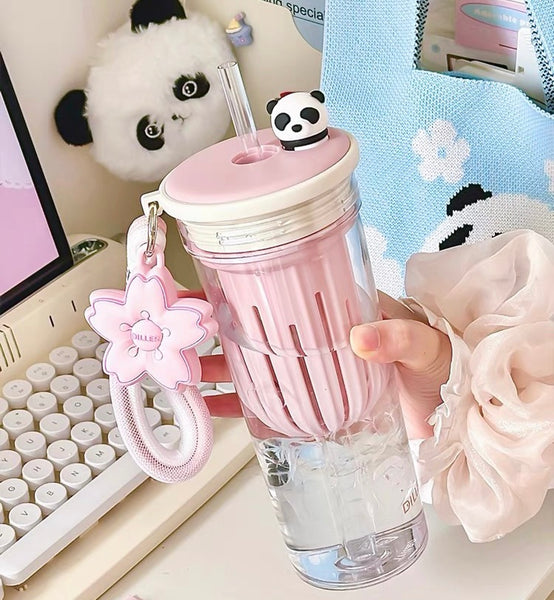 Kawaii Sakura And Panda Water Bottle PN6680