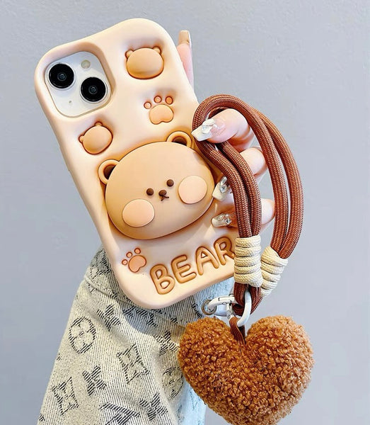 Kawaii Bear Phone Case for iPhone 11/11pro max/12/12pro max/13/13pro/13pro max/14/14pro/14pro max/15/15pro/15pro max PN6942