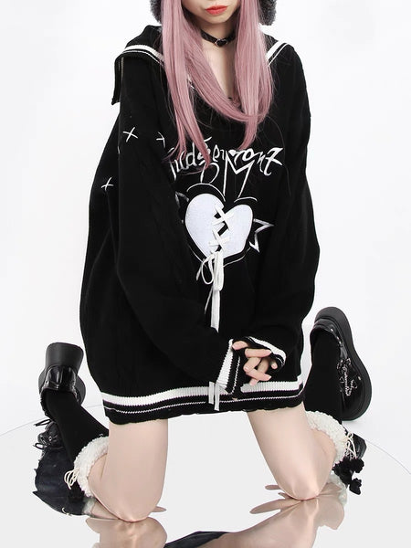 Black Cool Sweater Coat PN6922