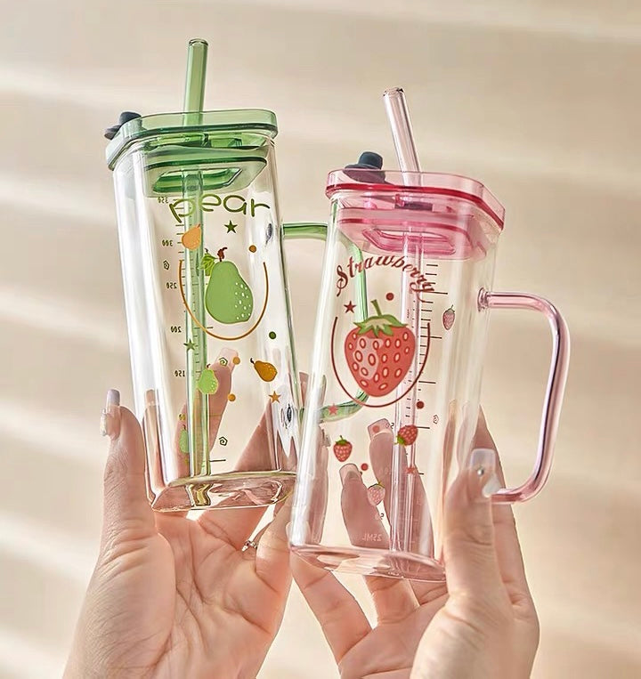 Cute Fruits Glass Water Cups PN6795