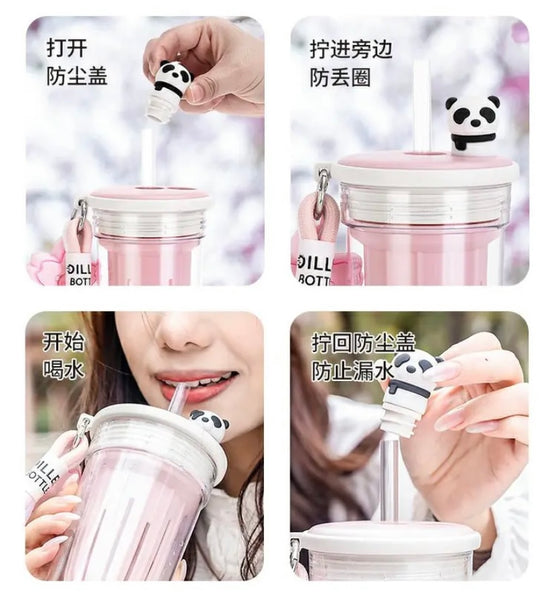 Kawaii Sakura And Panda Water Bottle PN6680