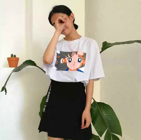 Cute Sailor Moon And Luna Tshirt PN0615