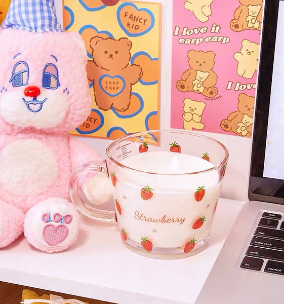 Cute Strawberry And Peach Glass Cup PN3463