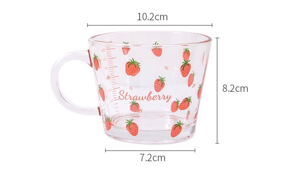 Cute Strawberry And Peach Glass Cup PN3463