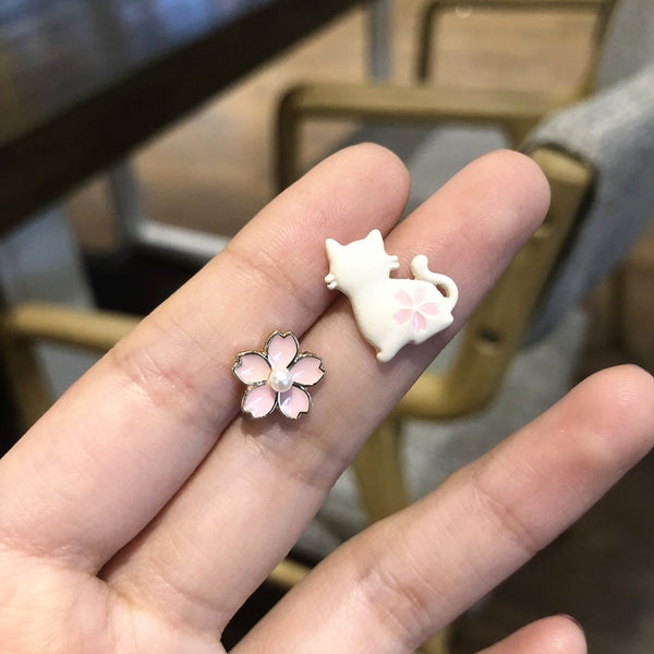 Sakura Cat Earrings PN3476