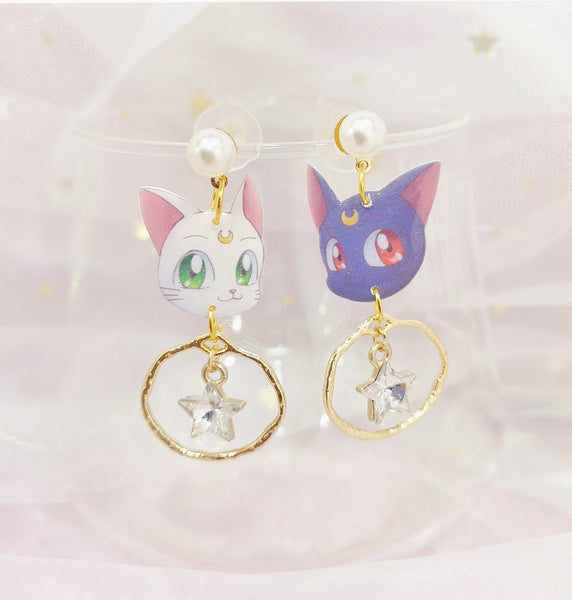 Cute Luna and Artemis Earrings/Clips PN1408