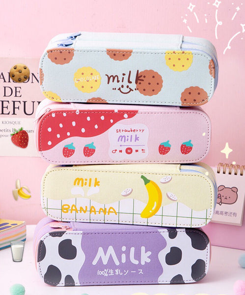 Kawaii Strawberry Milk Pencil Bag PN2648