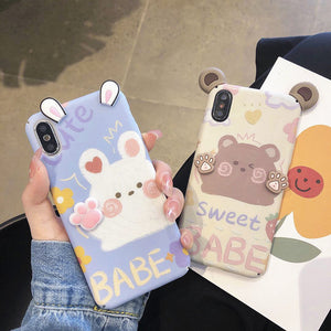 Cute Bear Phone Case for iphone 7/7plus/8/8P/X/XS/XR/XS Max/11/11pro/11pro max/12/12mini/12pro/12pro max PN4267