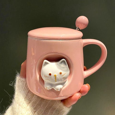 Lovley Cat Mugs And Spoon PN4196