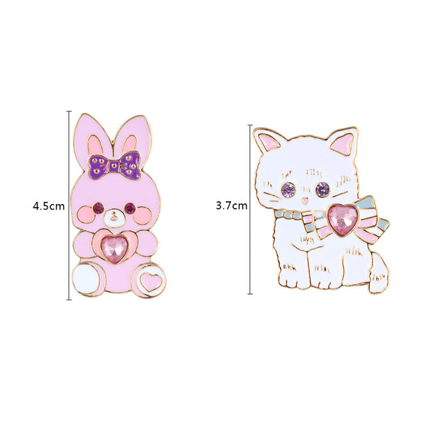 Cute Rabbit and Cat Brooches Pin PN11318