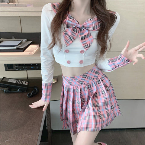 Fashion Bowtie Shirt and Skirt Set PN3151