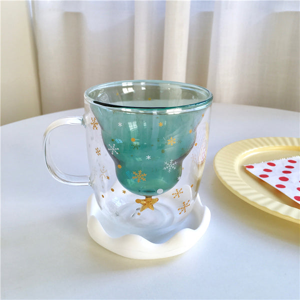 Christmas Tree Double Glass Water Cups PN2271