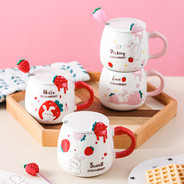 Strawberry Rabbit Ceramic Mugs PN4960