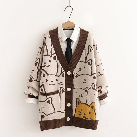 Kawaii Cats Sweater Coat PN4381