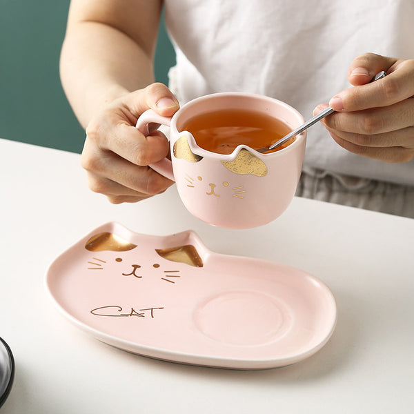 Lovely Cat Ceramic Cup And Dish PN2653