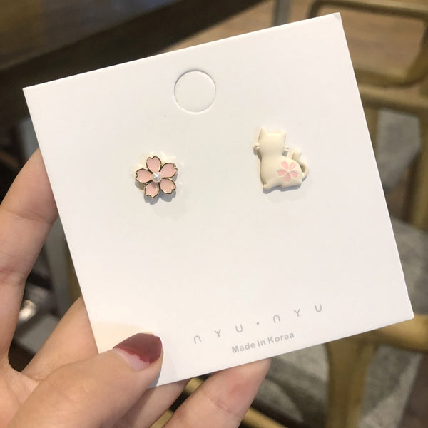 Sakura Cat Earrings PN3476