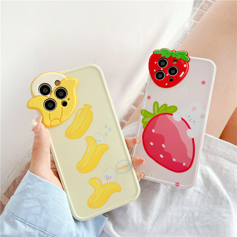 Kawaii Strawberry and Banana Phone Case for iphone 7/7plus/8/8P/X/XS/XR/XS Max/11/11pro/11pro max/12/12mini/12pro/12pro max PN4114