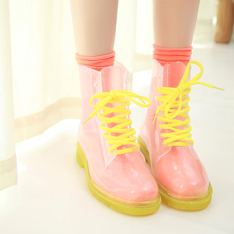 Colorful Strap Rubber Rain Boots PN1861