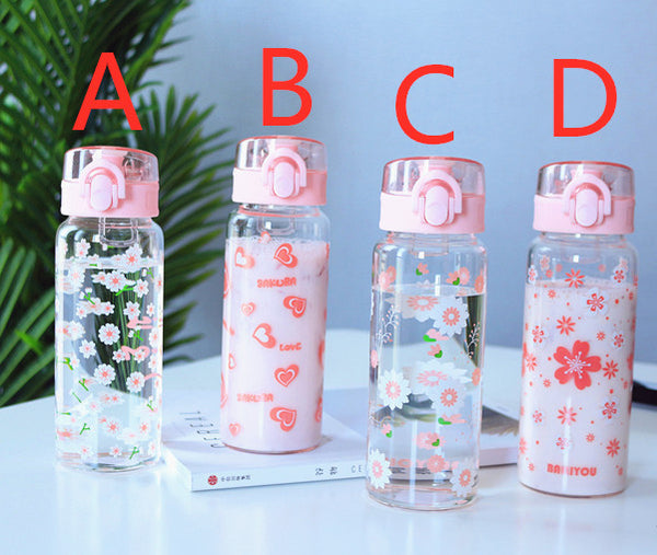 Kawaii Sakura Glass Water Bottle PN1780