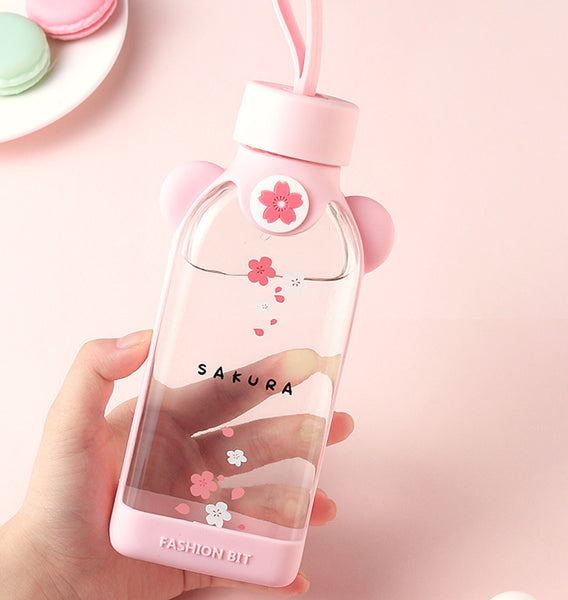 Kawaii Sakura Glass Water Bottle PN2564