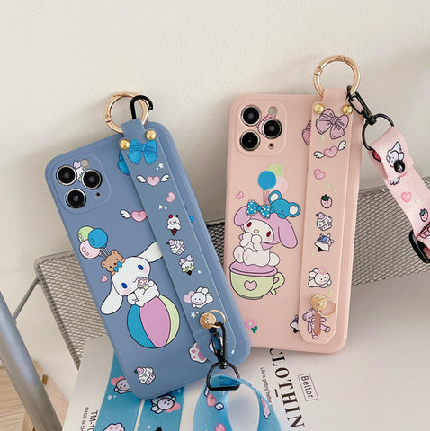 Cartoon Anime Wrist Strap Bracket Phone Case for iphone 7/7plus/8/8P/X/XS/XR/XS Max/11/11pro/11pro max/12/12PRO/12mini/12pro max PN4316