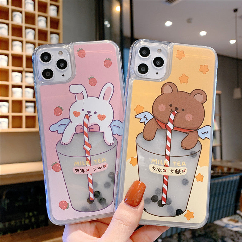 Cute Rabbit and Bear Phone Case for iphone 7/7plus/8/8P/X/XS/XR/XS Max/11/11pro/11pro max PN2119