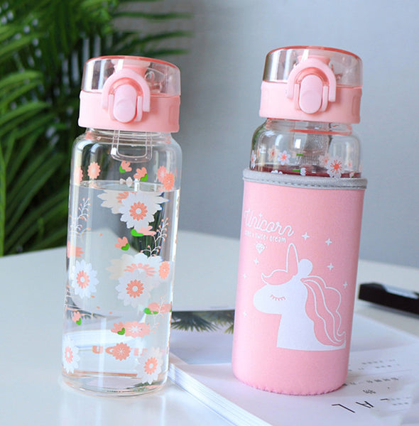 Kawaii Sakura Glass Water Bottle PN1780