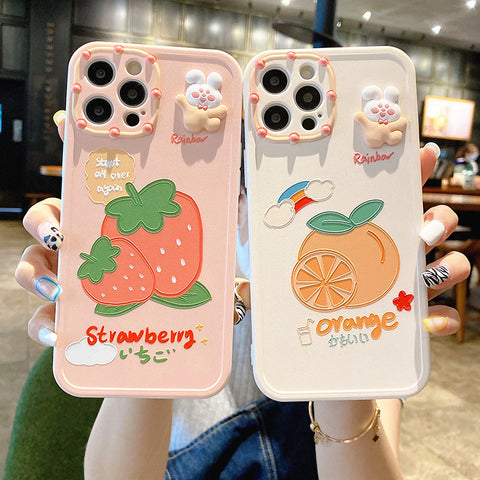 Strawberry and Orange Phone Case for iphone 7/7plus/8/8P/X/XS/XR/XS Max/11/11pro/11pro max/12/12mini/12pro/12pro max PN3846