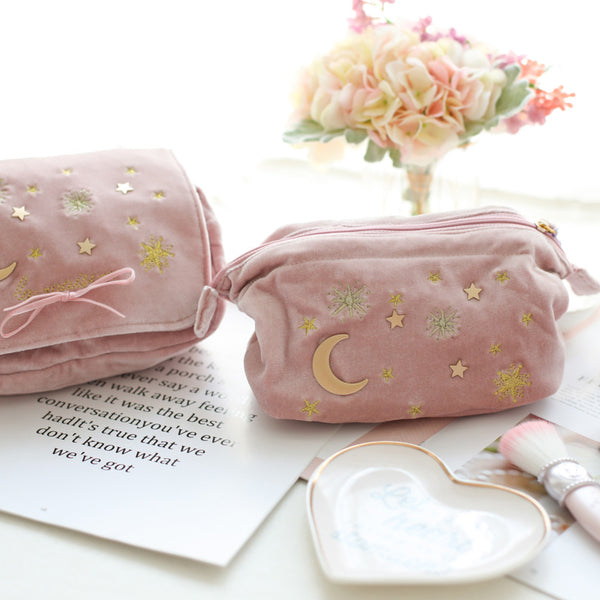 Embroidered Moon and Stars Makeup Bag PN1154