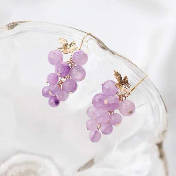 New Purple Grapes Earrings/Clips PN2523