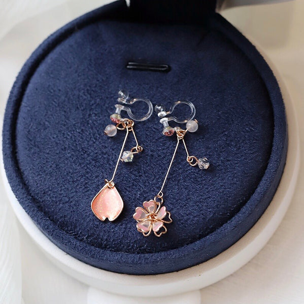 Sakura Asymmetric Earrings/Clips PN3719