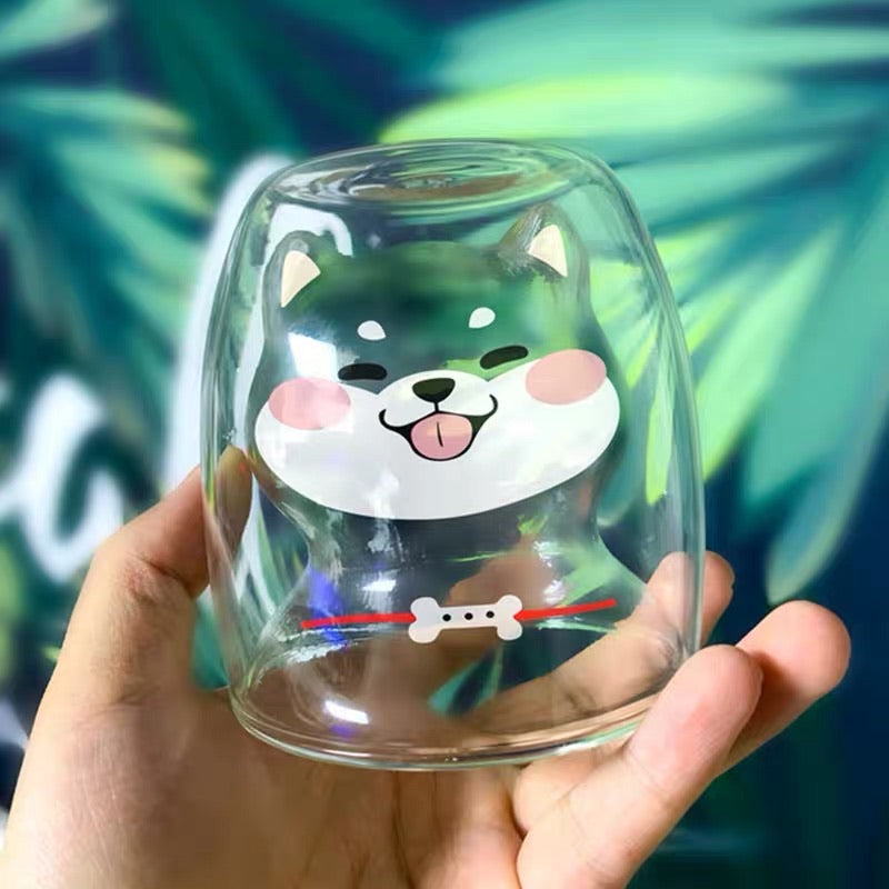 Kawaii Shiba Inu Glass Cup - Wakaii