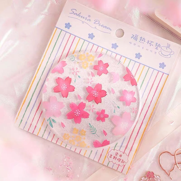 Kawaii Sakura And Cat Cup Mat PN3369