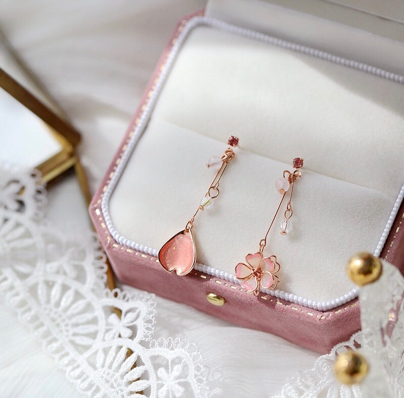 Sakura Asymmetric Earrings/Clips PN3719